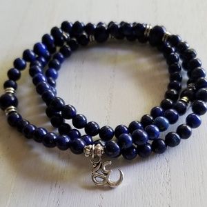Beaded Wrap Bracelet, Lapis Stone, Blue Color,